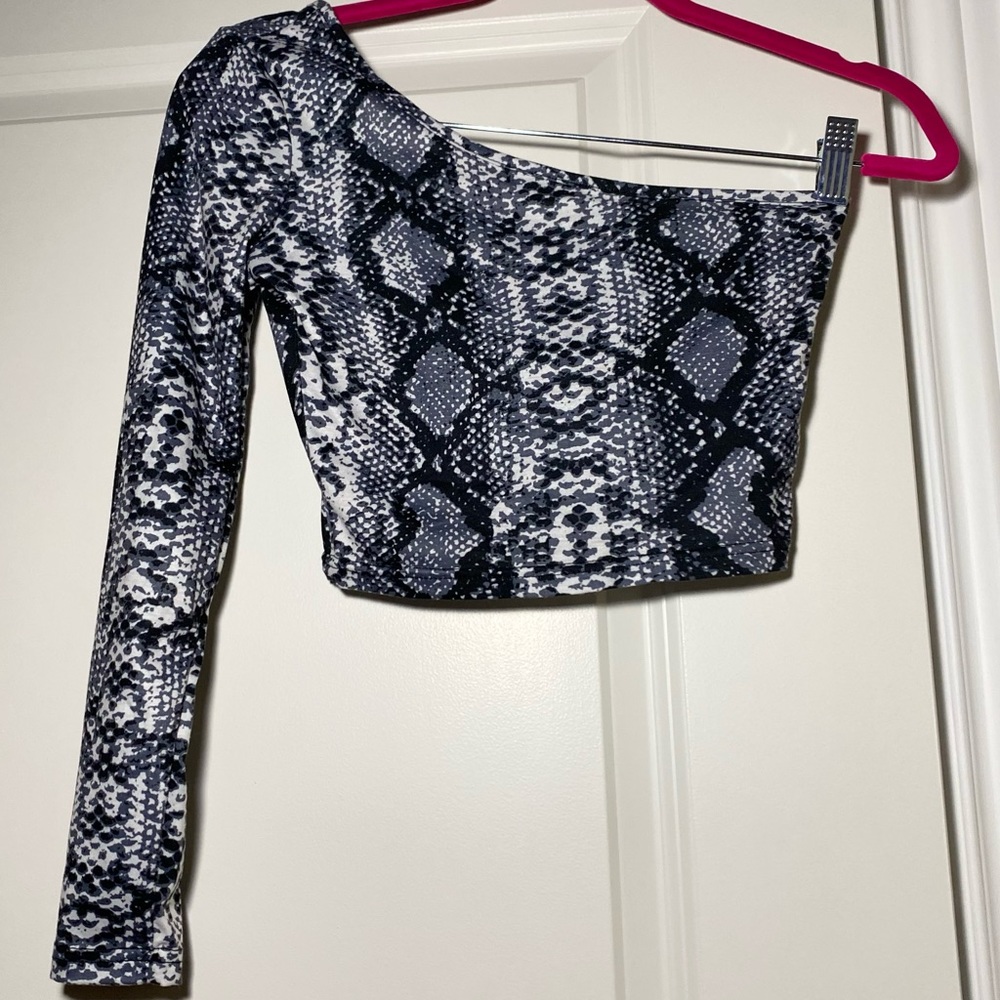 SHEIN one shoulder snakeskin top